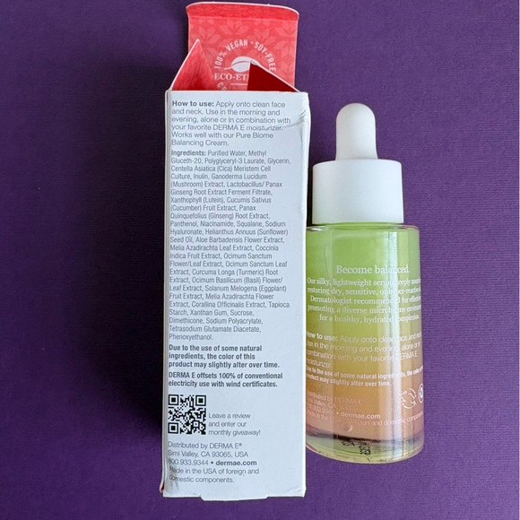 New Derma E Pure Biome Balancing Serum 1 Oz. Prebiotic & Probiotic Exp. 4/2026 - Picture 6 of 7